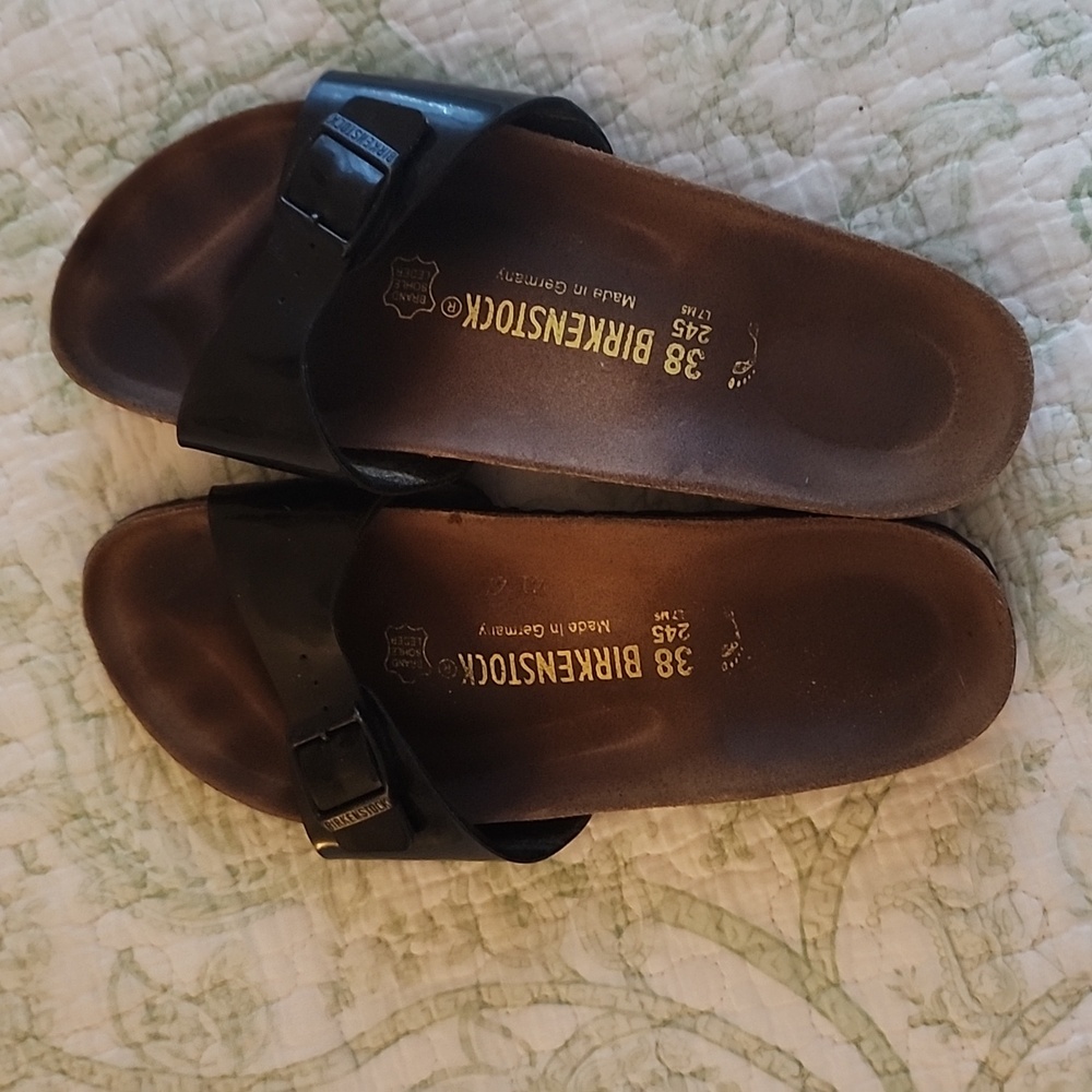 Birkenstock Madrid Birko-Flor Patent Women’s Sandal. Size 38 (8). German Made